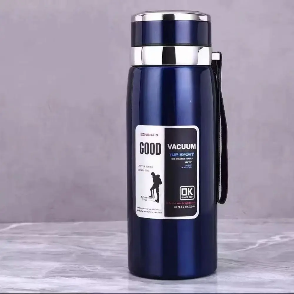 800/1000ml Sports Thermos Bottle Large Capacity Stainless Steel Portable Vacuum Flask Leak Proof with Hanging Rope
