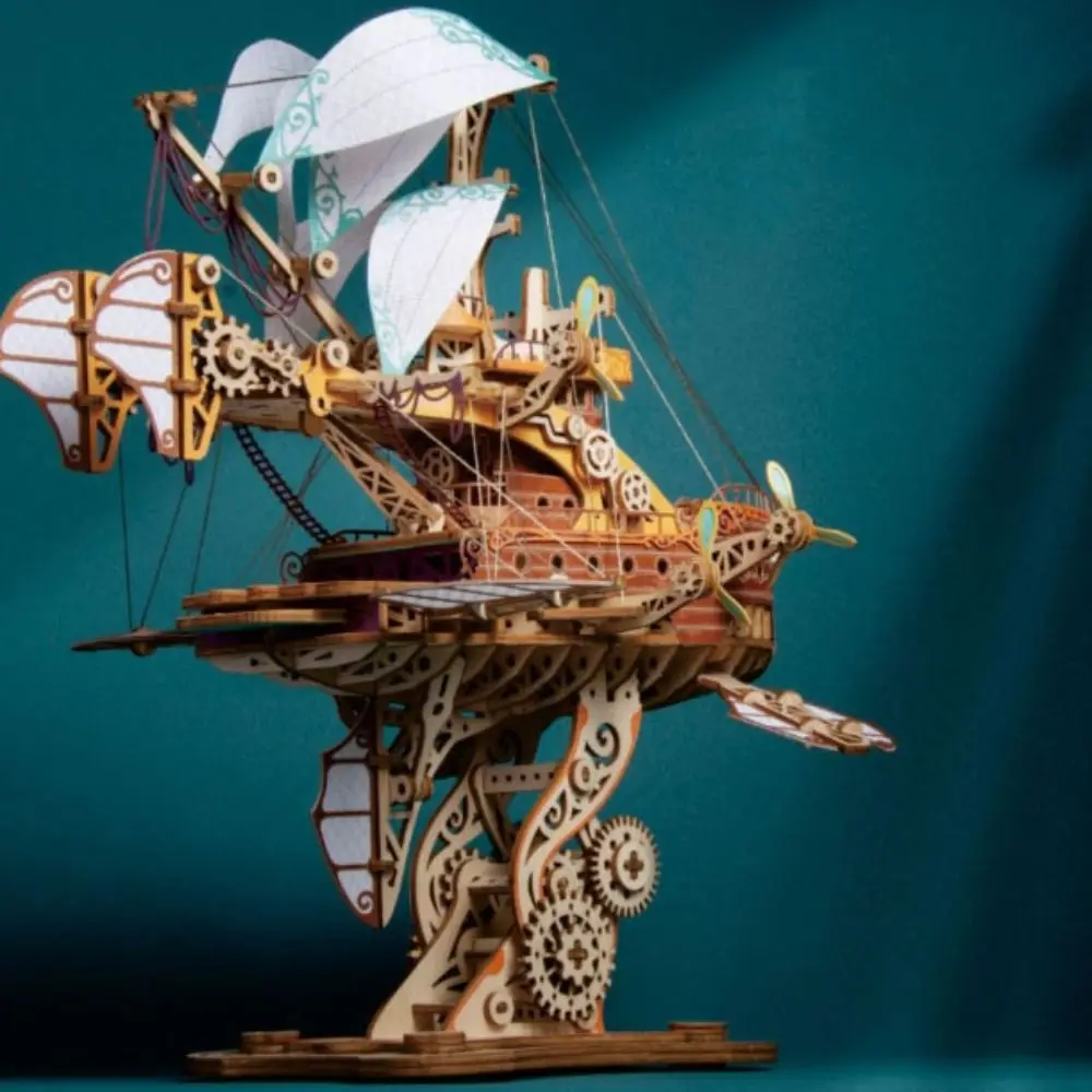 Assembly Fantastic Spaceship Model Miniature Model Handicraft DIY 3D Wooden Puzzle Handmade Steampunk Ship Building Block Kits