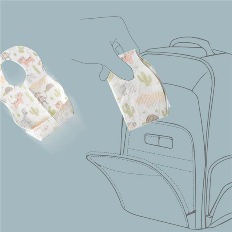 

FBIL-80 Pcs Baby Disposable Bibs Non-Woven Fabric Baby Toddler Bibs Feeding Saliva Apron Paper Bibs Portable Bibs