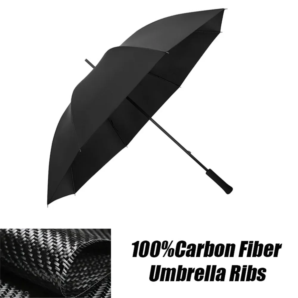 Carbon Fiber Long Handle Umbrella Full Carbon Fiber 8 Bones Ultra Lightweight Vinyl Manual Golf Sunscreen Rainproof Umbrella