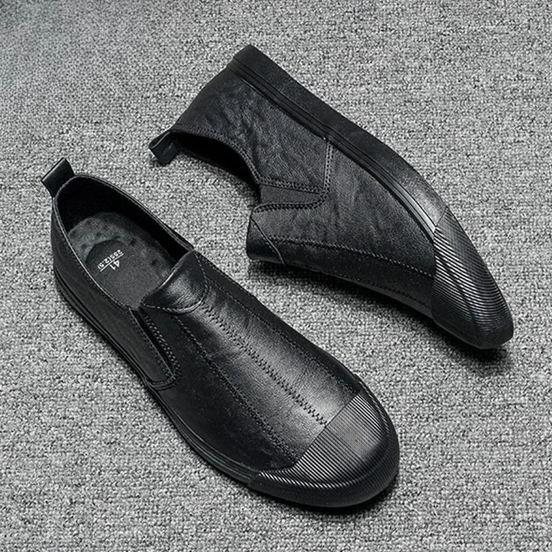 

Men's Casual Leather Shoes Breathable Loafers Slip on Deck Shoes Low Top Versatile