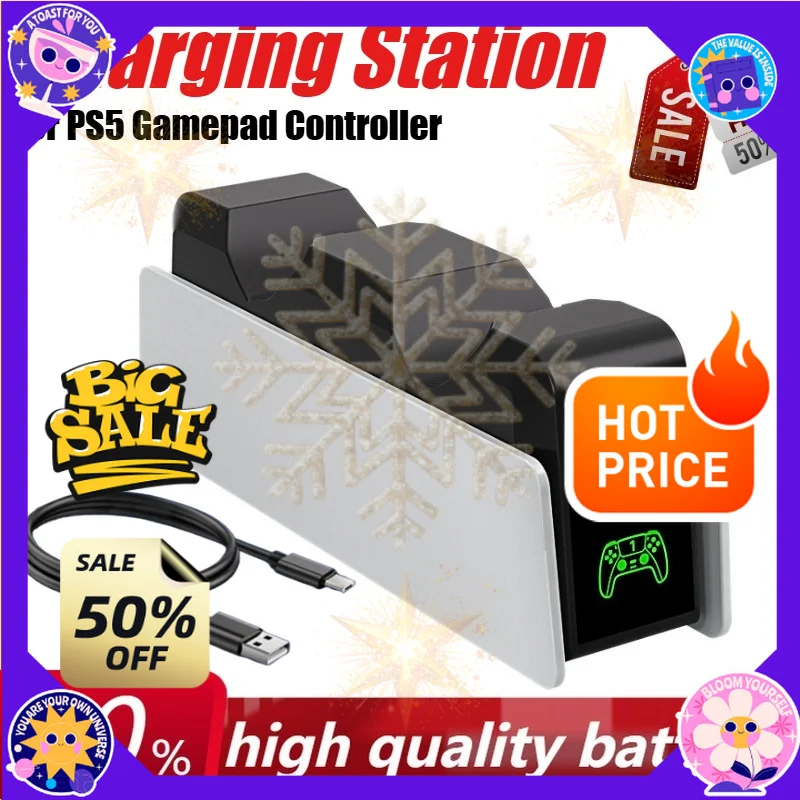 For PlayStation 5 Dual Fast Charger LED Indicator Charging Stand Docking Station for PS5 Gamepad Controller Charging Station