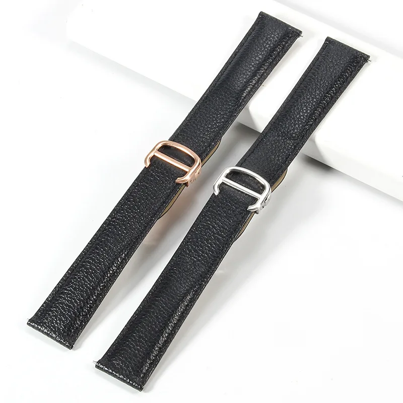 14mm 16mm 18mm 20mm 304L Stainless Steel Watch Strap for Leather Watch Band Metal Folding Butterfly Watch Clasp Accessories