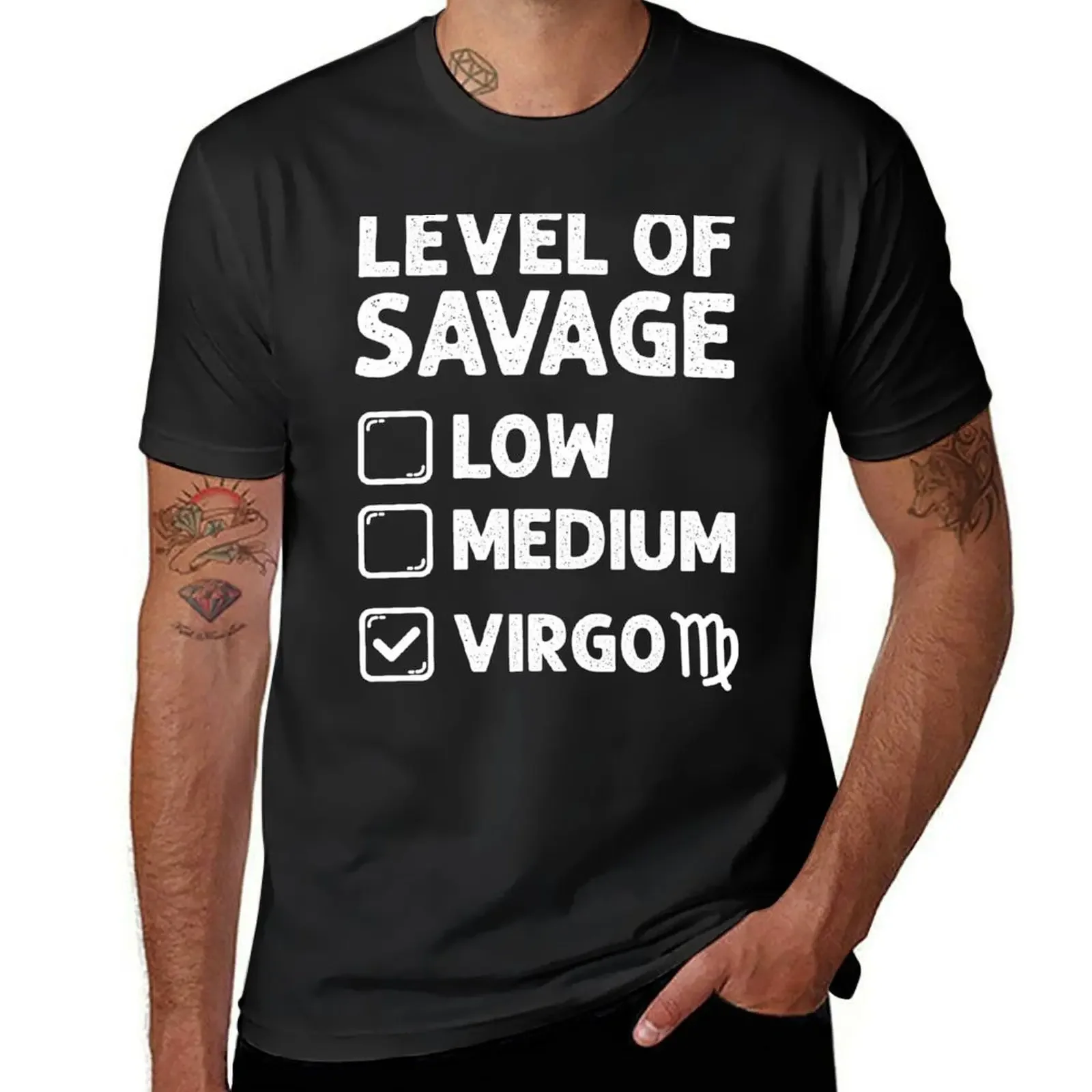 Level Of Savage Low Medium Virgo T-Shirt heavyweights graphics sports fans Short sleeve tee men t shirt