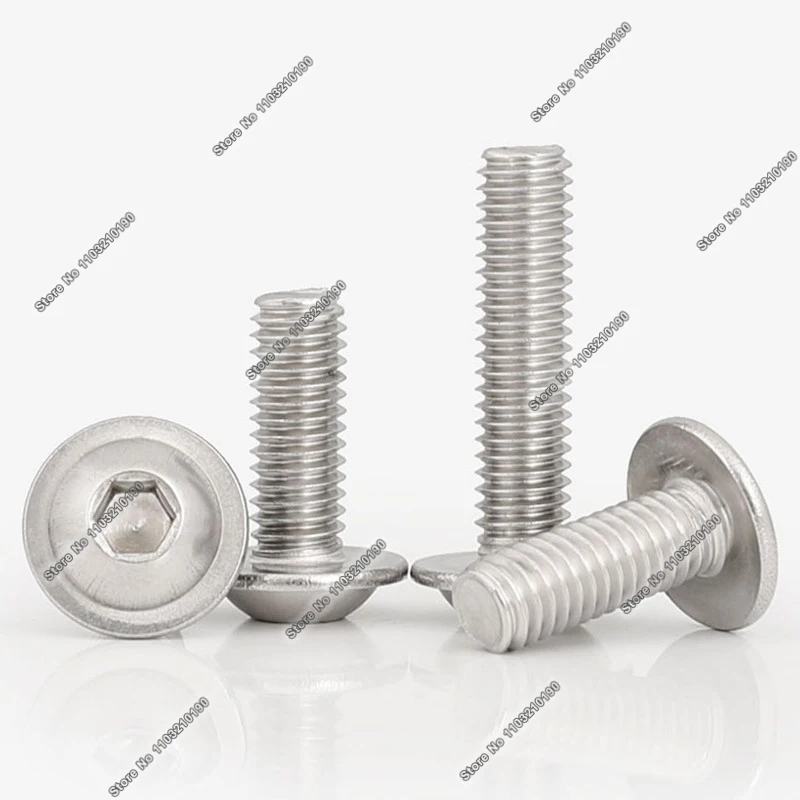 10-100pcs Stainless Steel Hex Hexagon Socket Round Button Flange Head With Washer Gasket Collar Allen Screw Bolt M2 M3 M4 M5 M6