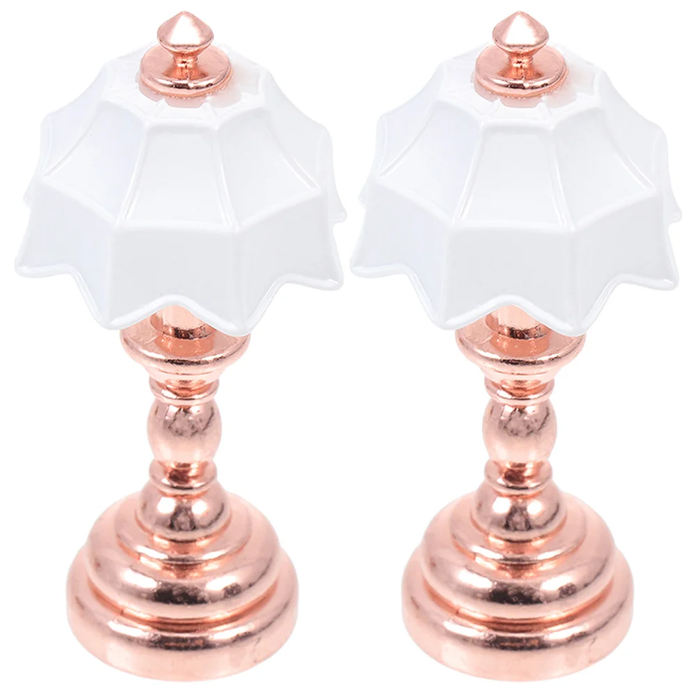 2 Pcs Medium House Dressers Dollhouse Table Lamp Sand Floor Decor Toy Room Mini Lights LED Lamps for Dolls