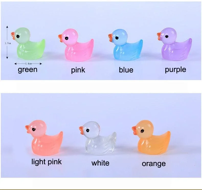 20Pcs Mini Resin Duck Glow in The Dark Miniature Figures Fairy Garden Ducks Tiny Ducks for Home Prank Game Dollhouse Ornament