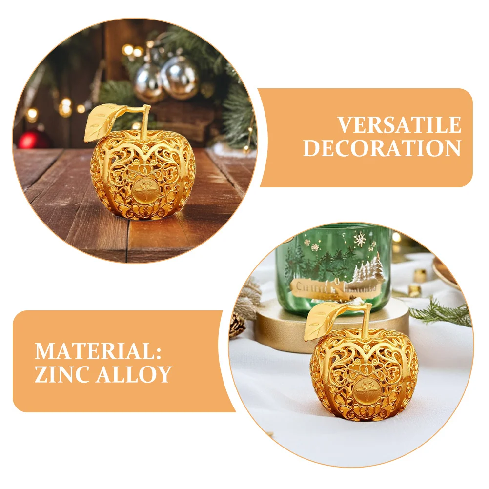 منحوتة معدنية أنيقة لتزيين عيد الميلاد قطعة مركزية لطاولة المكتب المنزلي زخرفة التفاح الاصطناعي