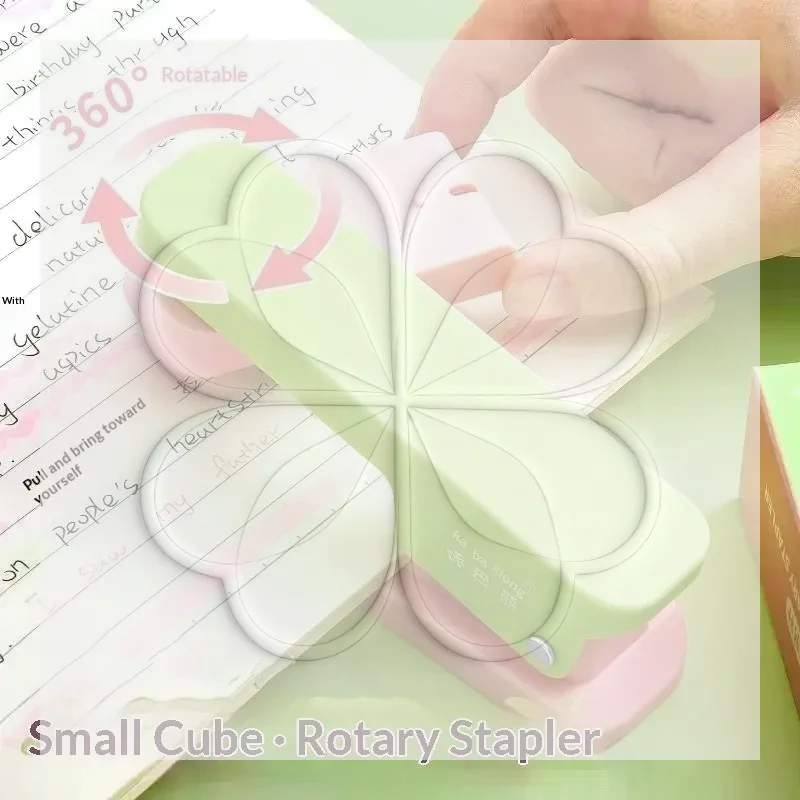 360° Rotating Stapler Lovely Macaron Color Effortless Binding Stapler for Teen Students School Home Office Stationery