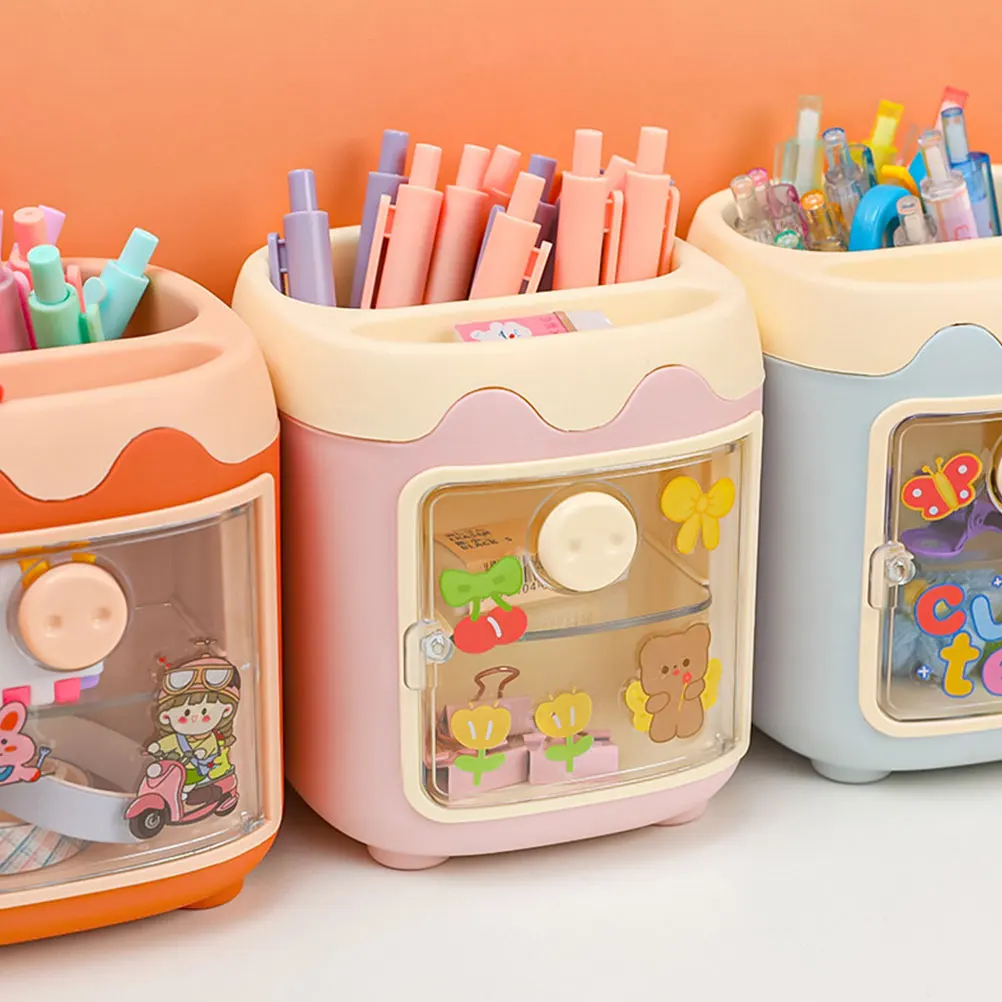 

Cute Animal Holder Cartoon Pig ganizer PP Plastic Storage Box Highlighter Multi function Pencil Container Makeup Brush Nail Pen