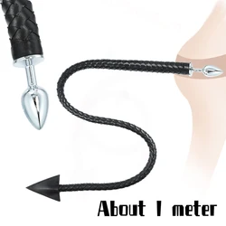 Bdsm Metal Anal Plug Leather Whip Anal Massage Butt Plug Massage Butt Plug Sex Tails Fetish Adult Sex Toys for Women Men Gay