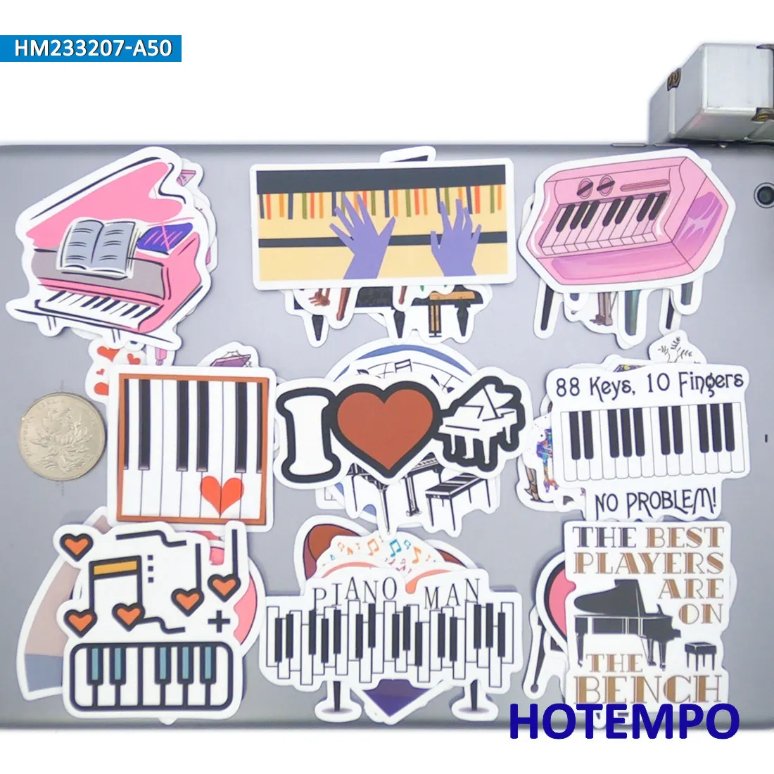 20/30/50PCS Piano Stickers Classic Musical Instrument Funny Graffiti for Laptop Scrapbook Journal Luggage Car Phone Sticker Toys