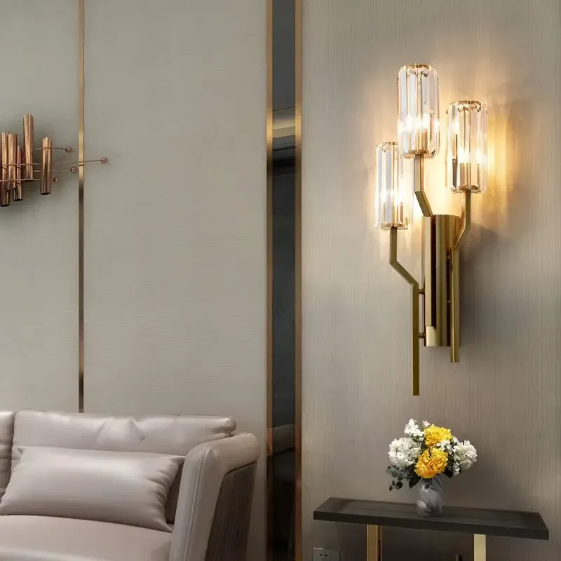 Light Post-Modern Golden Glass Wall Lamp for Hotel Villa Lobby Wall Lighting for Living Room Aisle Corridor view 4