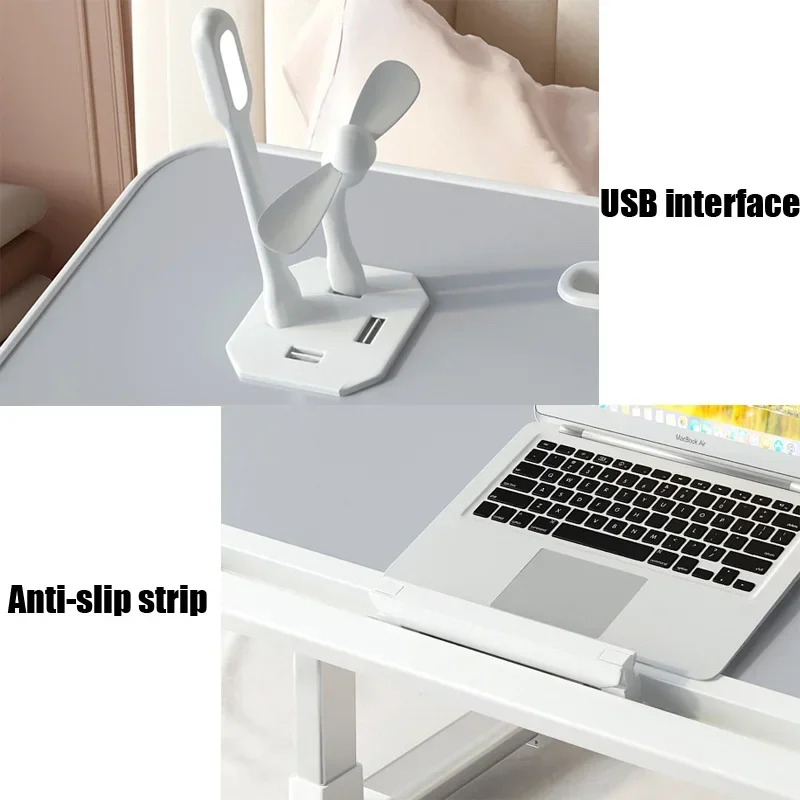 Foldable Lift Laptop Desk for Bed, Adjustable Stand Portable Lap Table, Breakfast Tray Desk with Drawer for Working Gaming