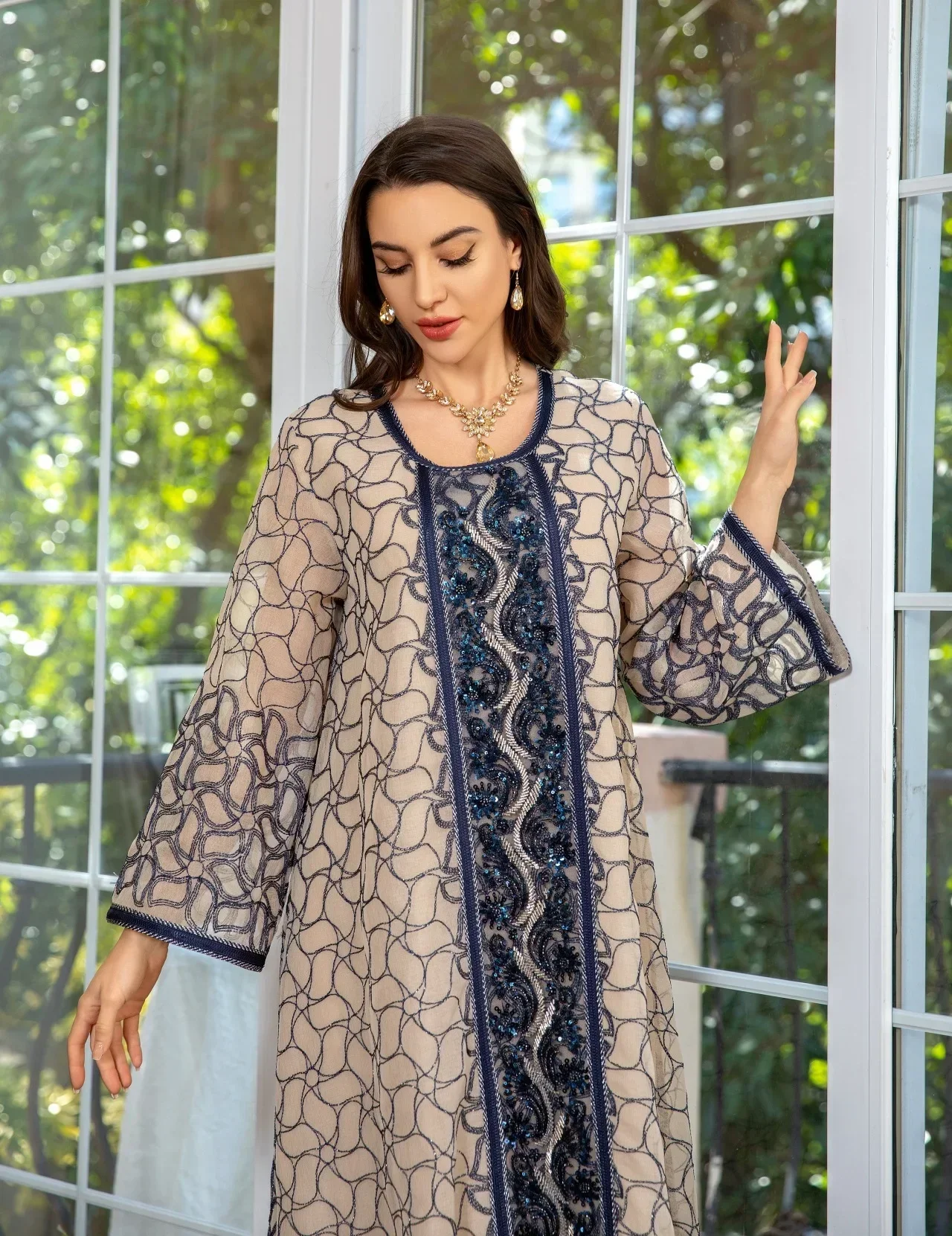 Robe Maxi brodée de paillettes musulmanes pour femmes, Abaya de dubaï Eid Djellaba, Robe Jalabiya islamique, caftan arabe saoudien, Ramadan Abayas