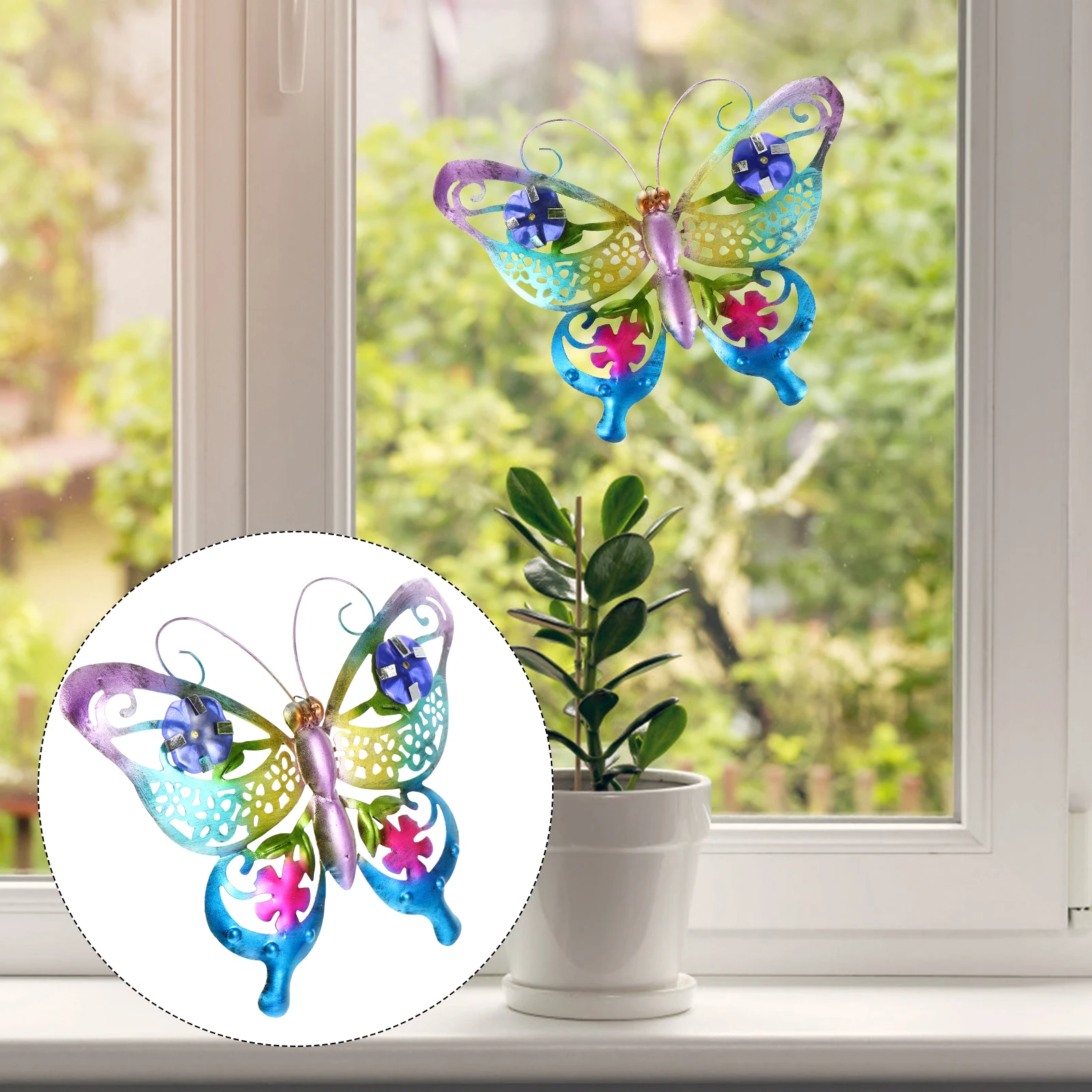 

Metal Butterfly Wall Hanging Art nament Craft Home Decor Durable Iron Realistic Shape Bright Color Garden Statue Sculpture