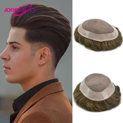 Promotion Men Hair Toupee Mono NPU Human Hair Wig Indian Hair System Hairpiece Men's Capillary Prothesis Natural Hairline Topper