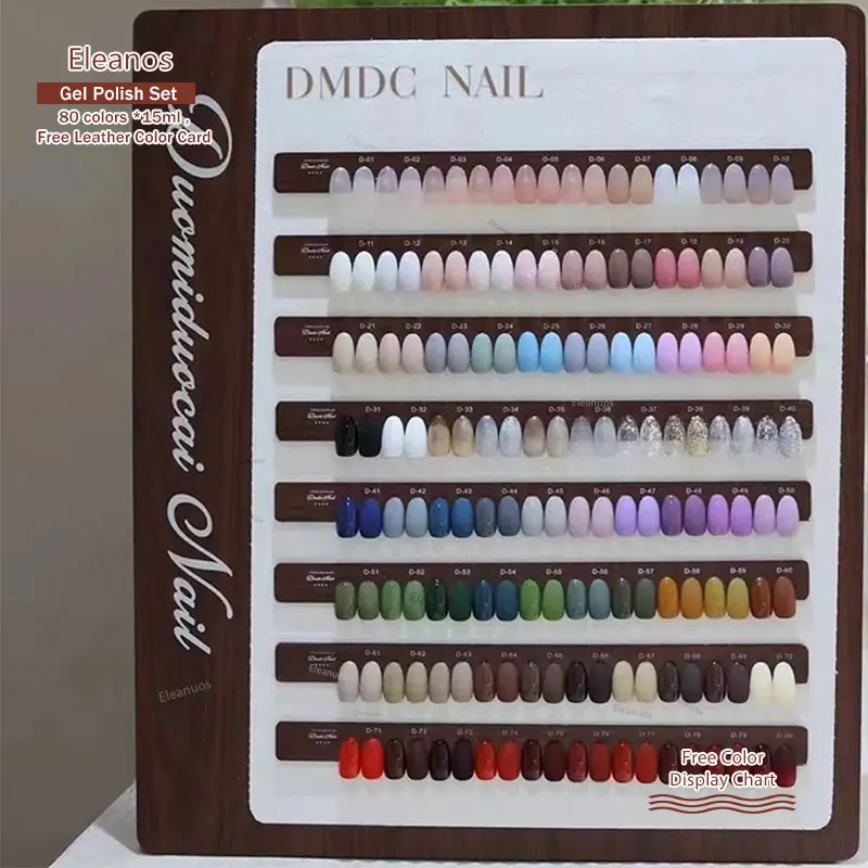 Eleanuos 80 Uds 15ML juego de esmalte de uñas en Gel con tarjeta de Color barnices de Gel semipermanentes imprimación UV LED pulido uñas arte Gel salón
