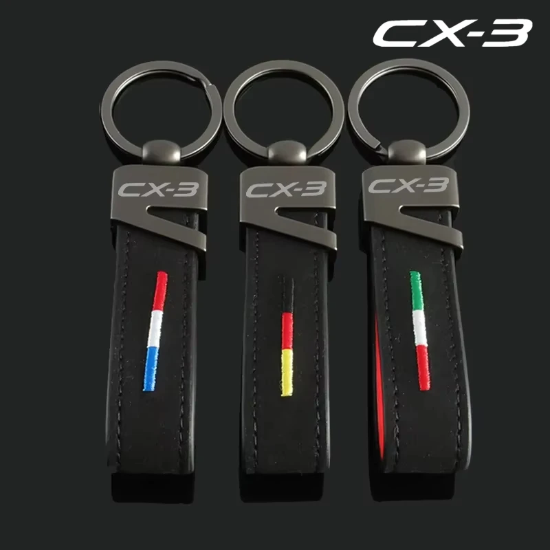 Suede For CX3 CX8 RX8 BT50 CX7 CX30 2 323 626 63 Car Keychain Pendant Auto Key Chain Key Holder Accessories