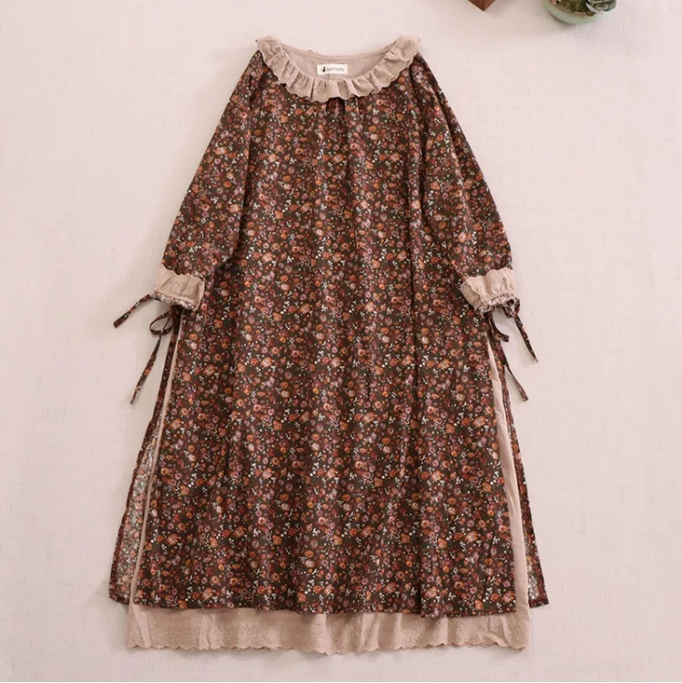 Japanese Mori Girl Sweet Elegant Long Sleeve Dress Spring Fairy Aesthetic Lace Doll Collar Women Long Dresses Soft Vestidos Robe