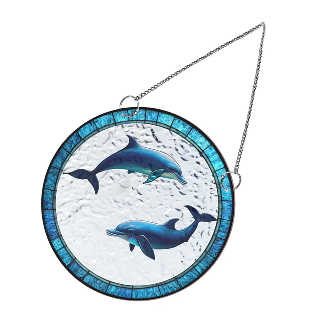 

1 set Dolphin Suncatcher Acrylic Hanging Decor Stained Window Pendant Home Wall Mini Model