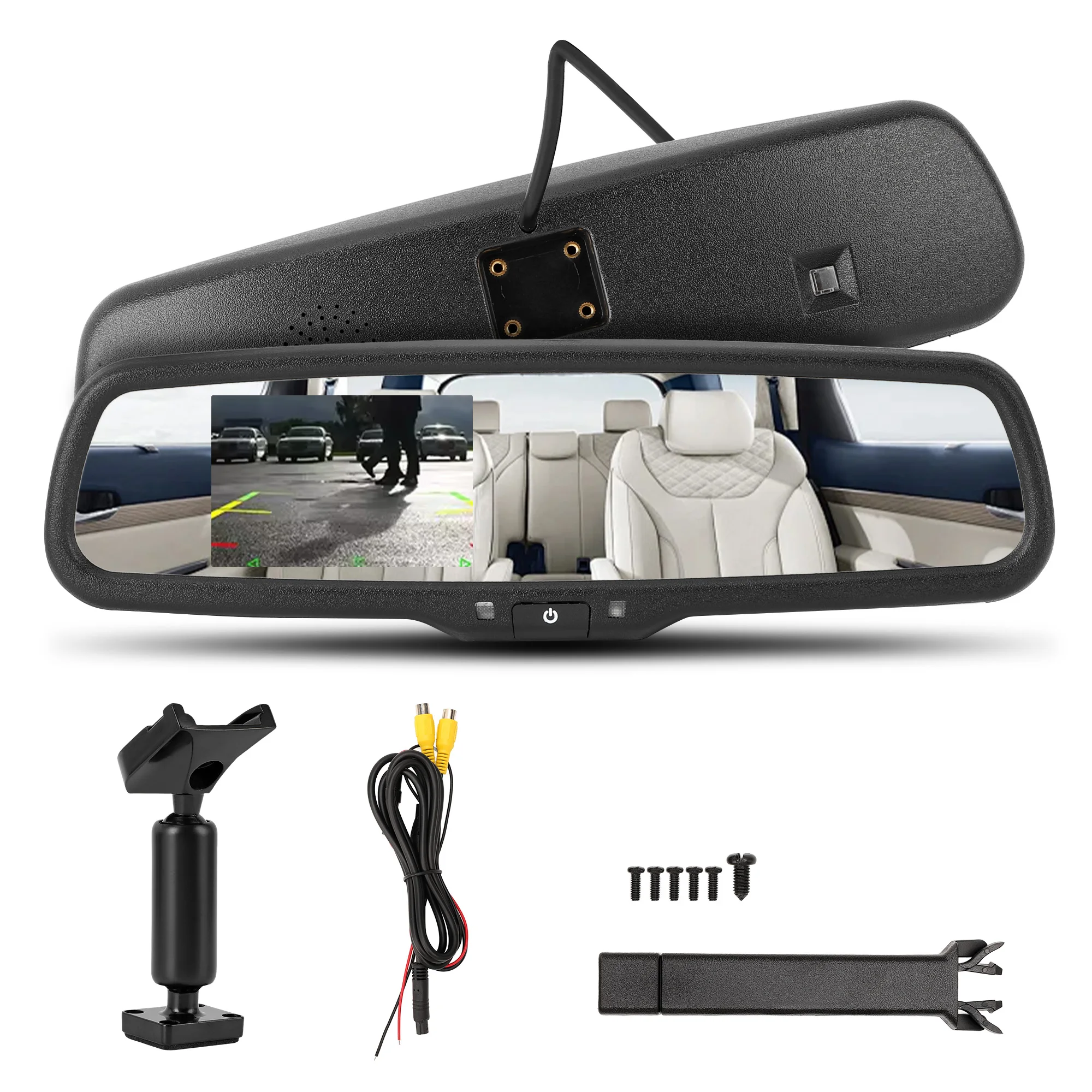 Rear View Monitor 4.3inch Car Rearview Mirror Auto Dimming Monitor With Bracket Black Rearview Monitor Rearview Mirror Monitor