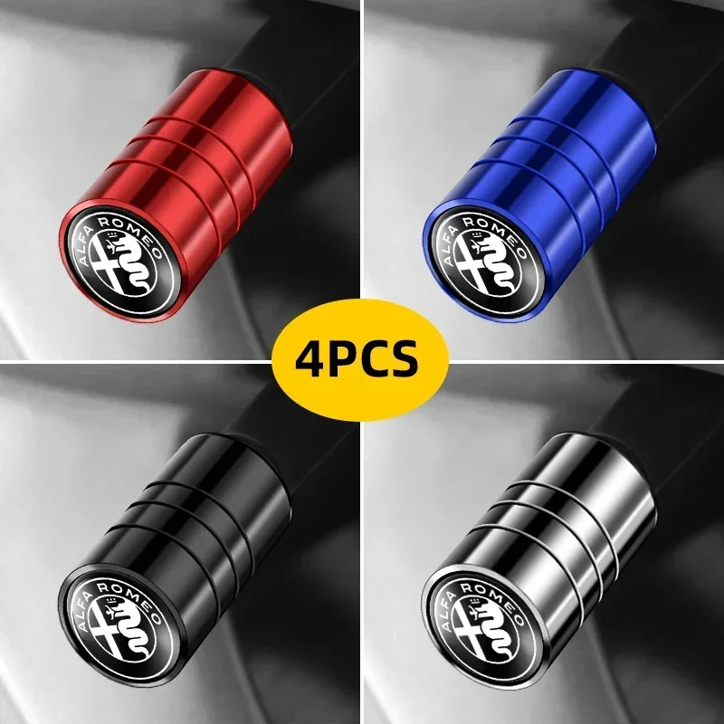 4Pcs Car Tire Cover Valve Leak-proof Cap For Alfa Romeo 146 147 155 156 159 Stelvio Giulia Giulietta Mito GT Auto Accessories