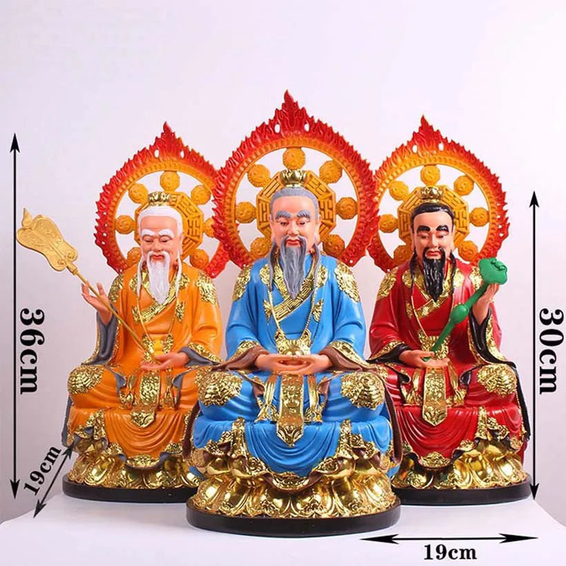 Wholesale Taoism Buddhism God statue 3P Asia HOME SHOP Altar SAN QING DAO ZU  TAI SHANG LAO JUN ZU SHI buddha God statue