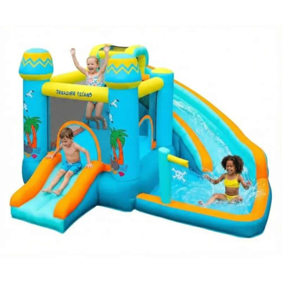 

Outdoor Extra-Large Inflatable Bounce Castle with Blower Jumping Bouncer Castle w/Water Slide Bouncy House Ball Pool/Pit Climbi