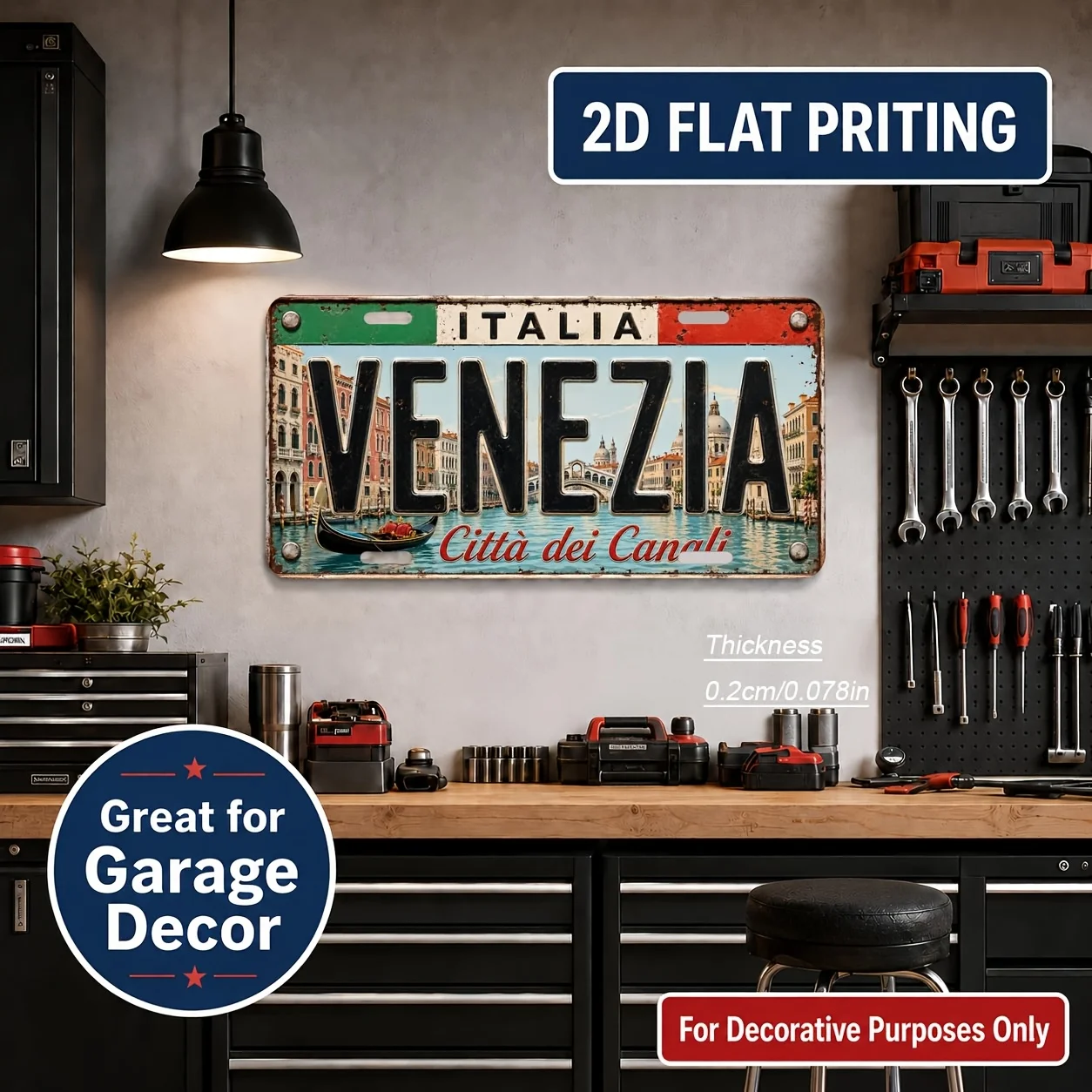 2D Flat - 【2D Flat】 2D Flat - [2D Flat] 2D Flat, 1pc, Venice-Themed Vintage Sign, for Decorative Use Solely, Home Decor, Birthda