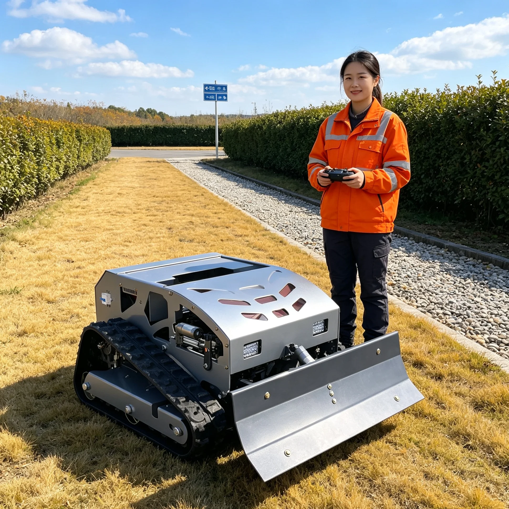 Customized for country villa orchard yard 550H tracked self‑propelled lawn mower, compatible snow shovel module, multi‑season