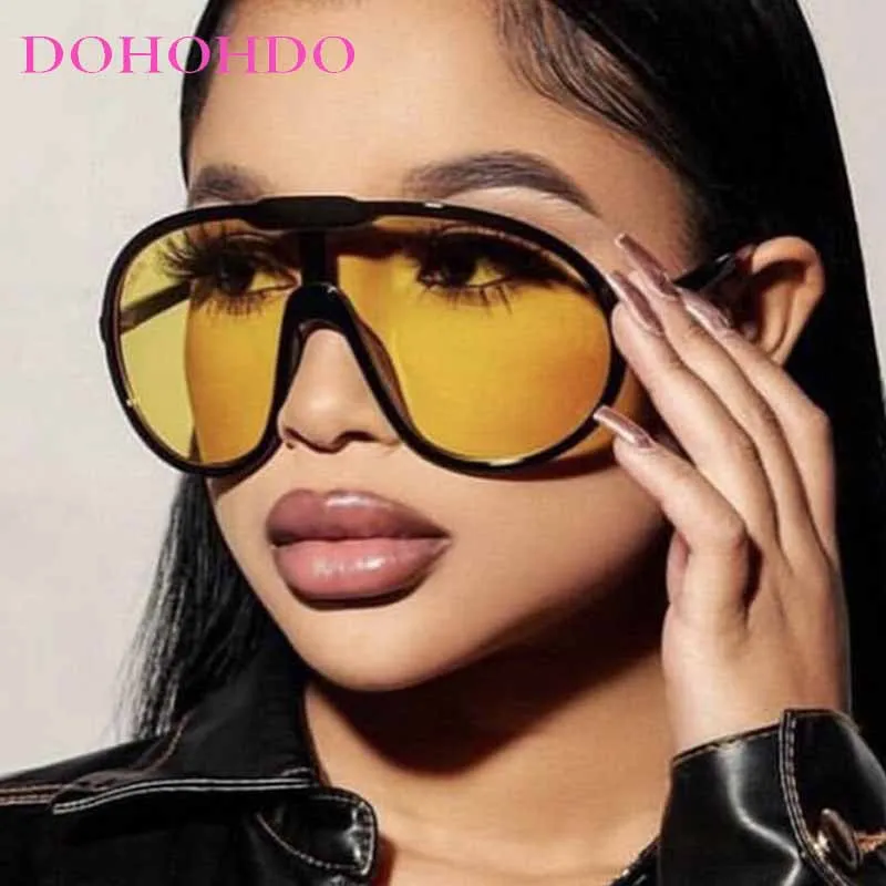 

DOHOHDO New Oversized One-Piece Sunglasses Women Sports Y2K Punk Sun Glasses For Lady 2024 Luxury Brand Steampunk Eyewear Goggle