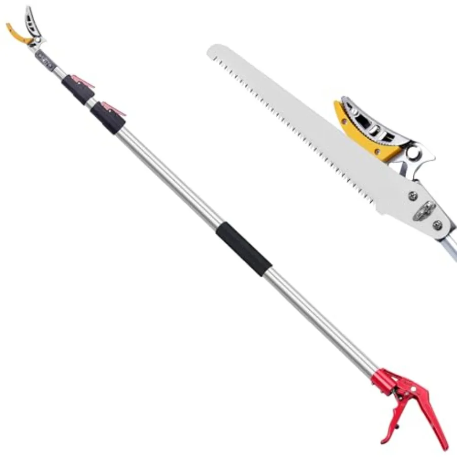 

Extendable Tree Pruner 4.6-10ft for orchard and garden use, aluminum alloy pole, black and gray, lightweight telescoping design