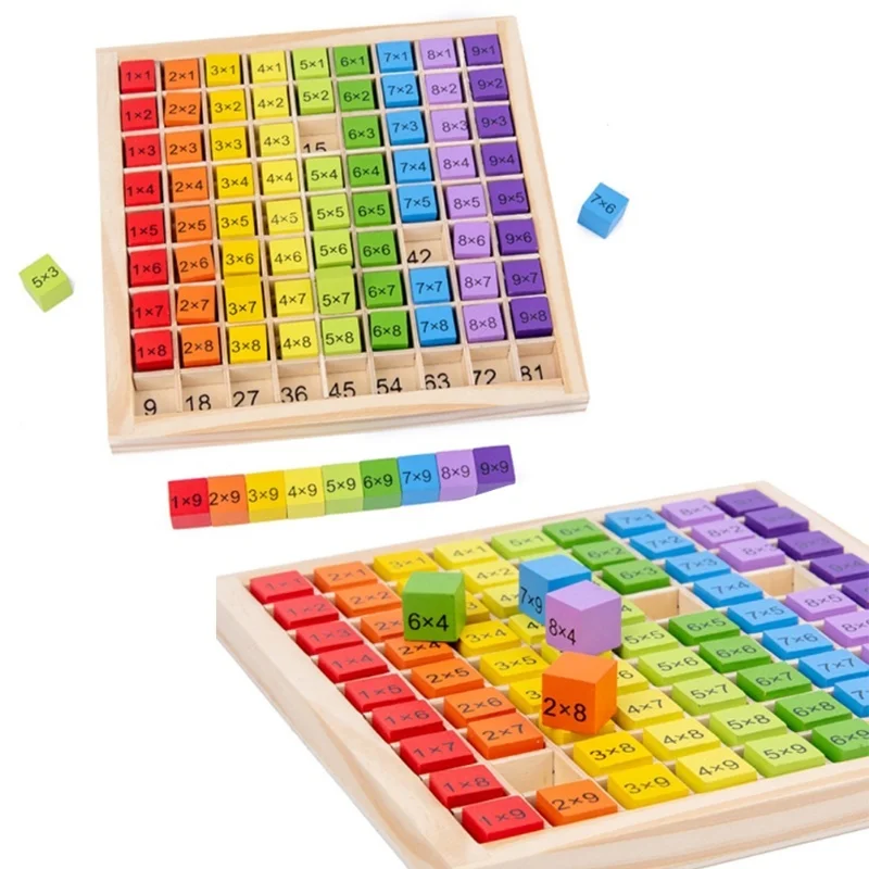 어린이를위한 교육용 나무 장난감 어린이 아기 99 곱셈 테이블 수학 산술 퍼즐 조기 교육 보조 장치