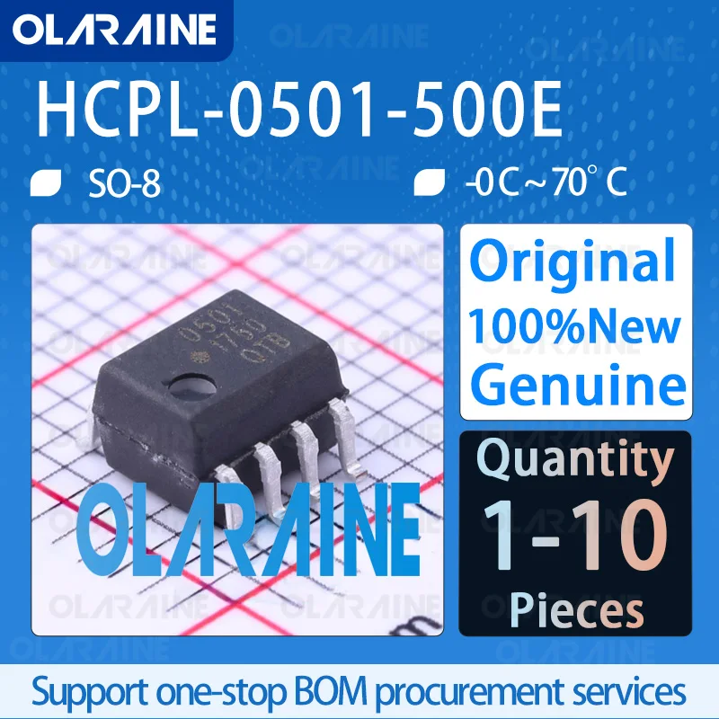 1/5/10Pcs HCPL-0501-500E SO-8 High-speed optocoupler 1 Channel Data rate: 1 Mb/s  If 16 mA Vf 1.5 V