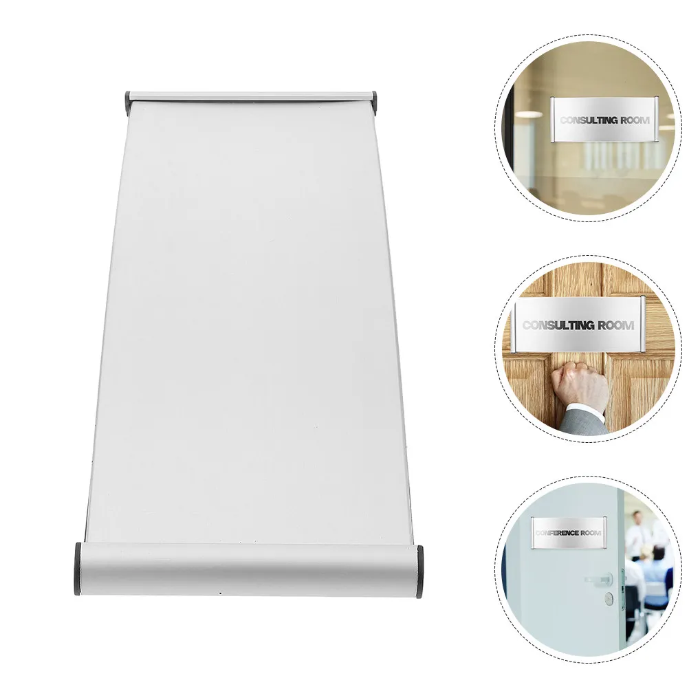 Aluminum Alloy Curved Slot Door Sign Holder for Office Wall Name Plates – Adjustable Blank Nameplate Display