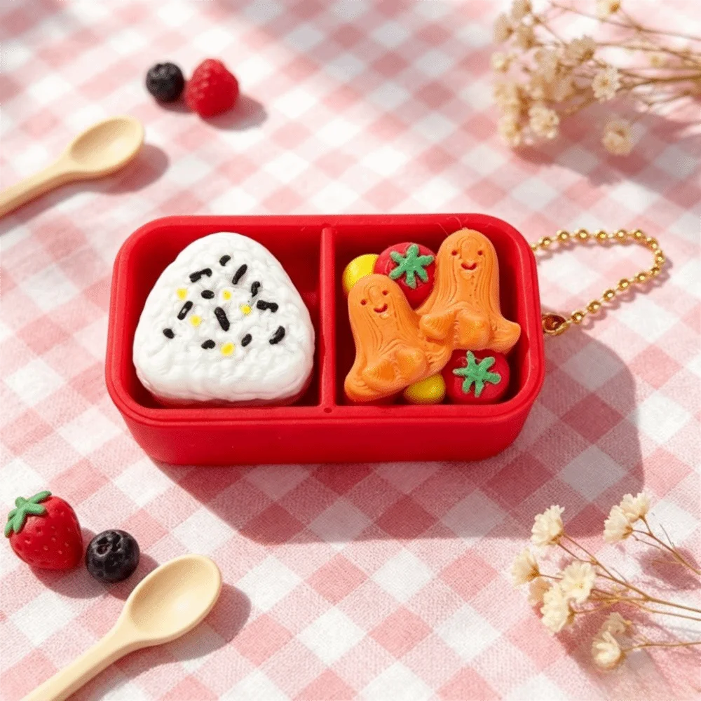 Finger Button Clicker Keychain Sushi Clicker Sound Fidget Keychain Rice Ball Pendant Sushi Keyboard Keychain Keyring Gift