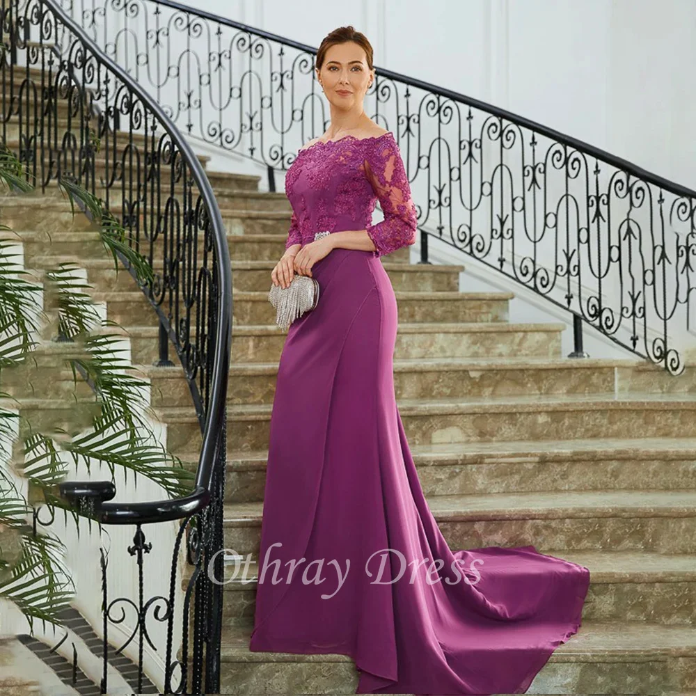 Graceful Off The Shoulder Mother Of The Bride Dress Sheath Formal Dresses Applique Chiffon Vestidos Mae Da Noiva Casamentos