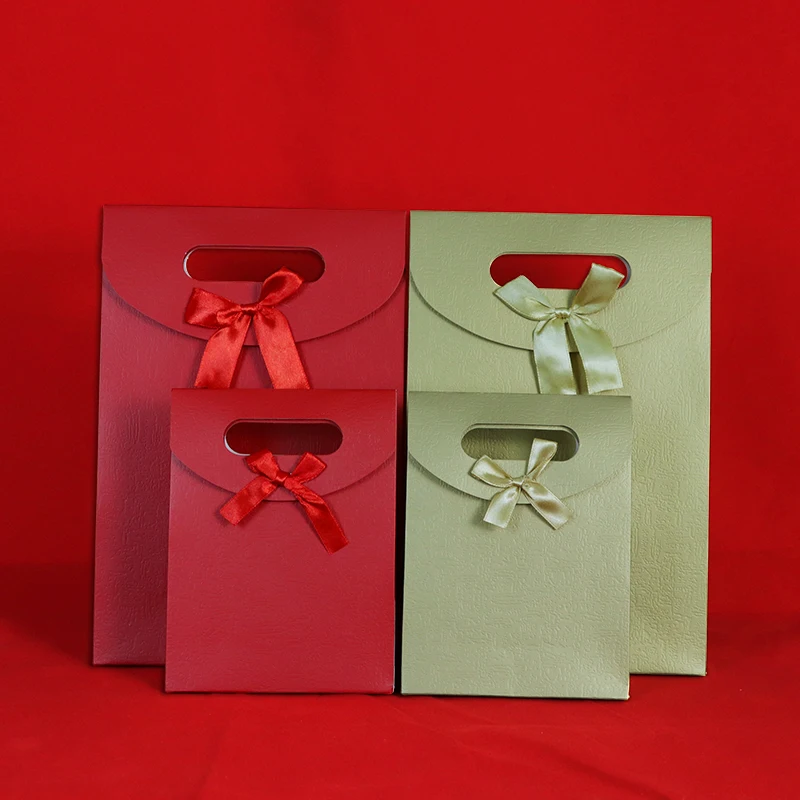12pcs Paper Gift Bag Flip Cover Packaging Bag With Handle Wedding Candy Jewelry Packing Box Birthday Party Package