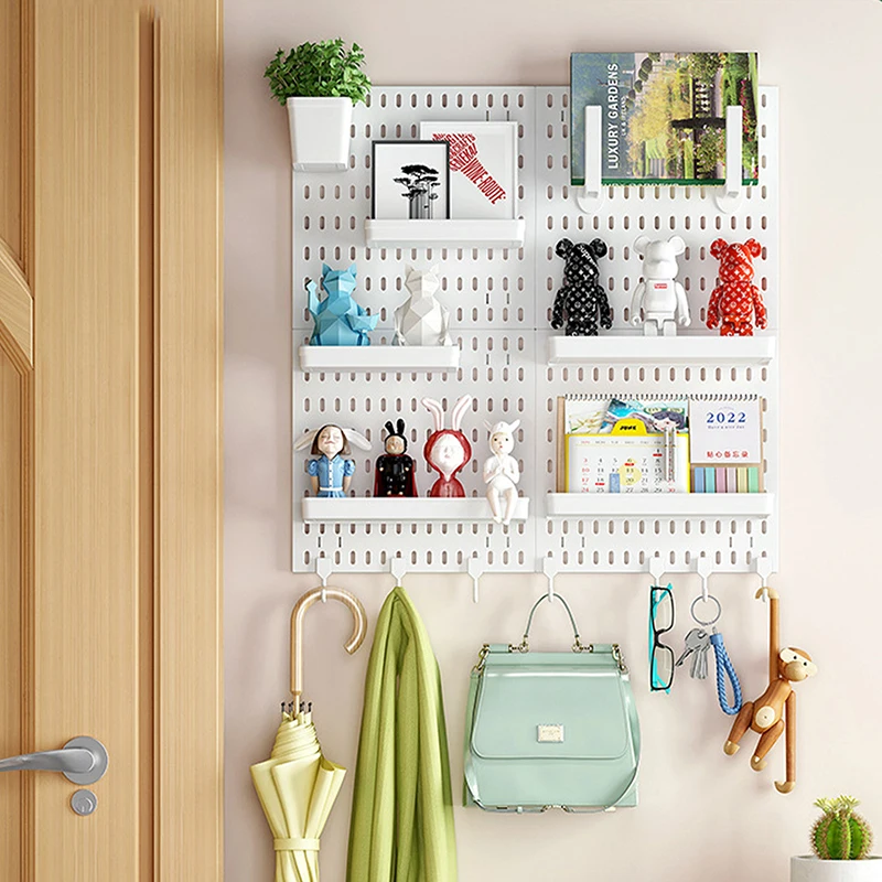 New DIY Pegboard Accessories Hanging Shelf Storage Hooks Wall Organizer No Punching Crafts Organization For Garage Kitchen Room