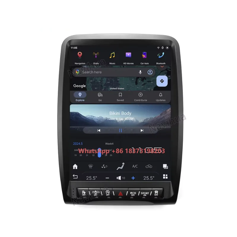 NaviHua Nowa 13,8-calowa radioodtwarzacz samochodowy z ekranem 2K z systemem Android do Dodge Durango 2014 2016, multimedialny Carplay, nawigacja GPS, jednostka główna