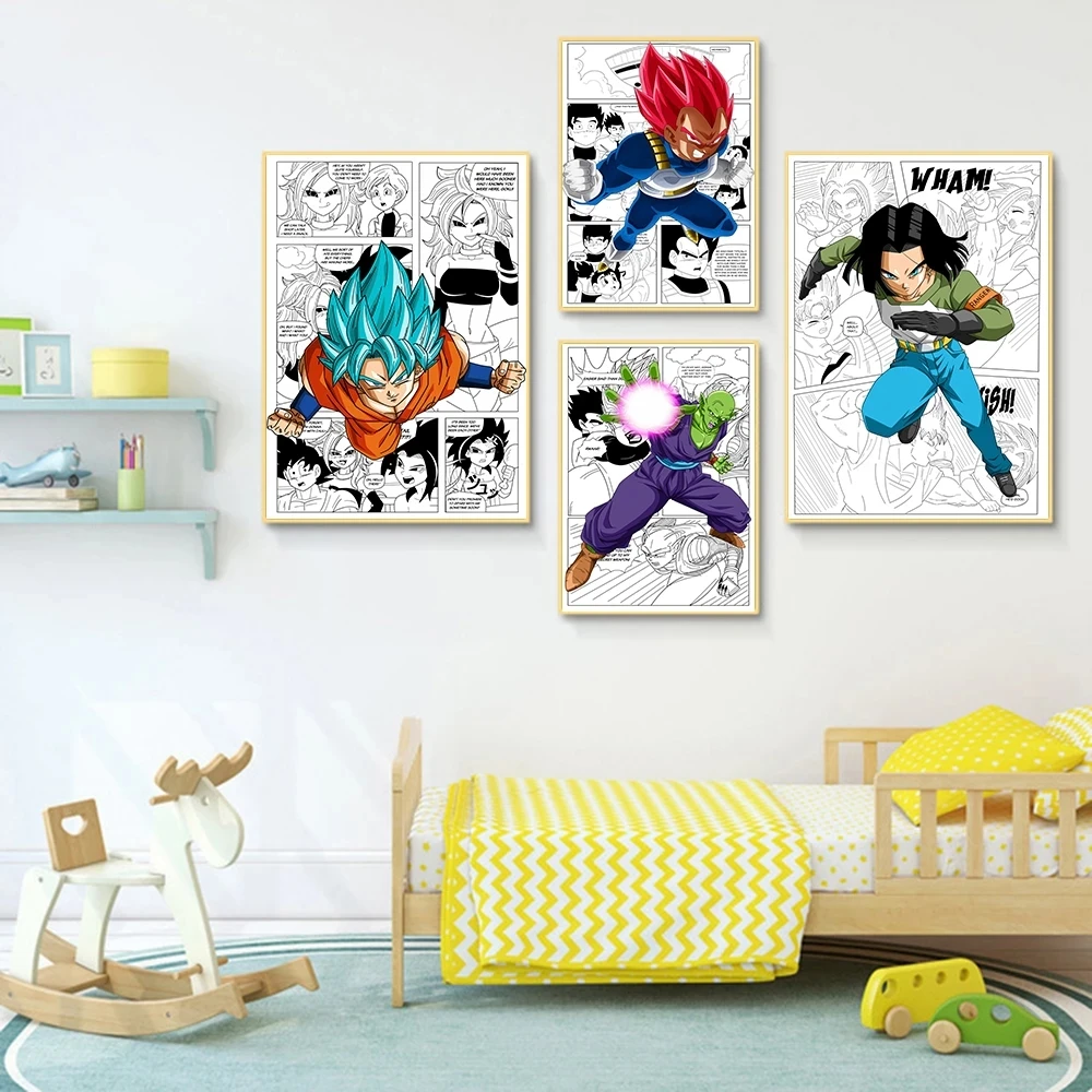 2023 New Anime Dragon Ball Poster Cartoon Character Vegeta Goku Piccolo Bulma Wall Art Canvas Painting Home Decoration Aesthetic