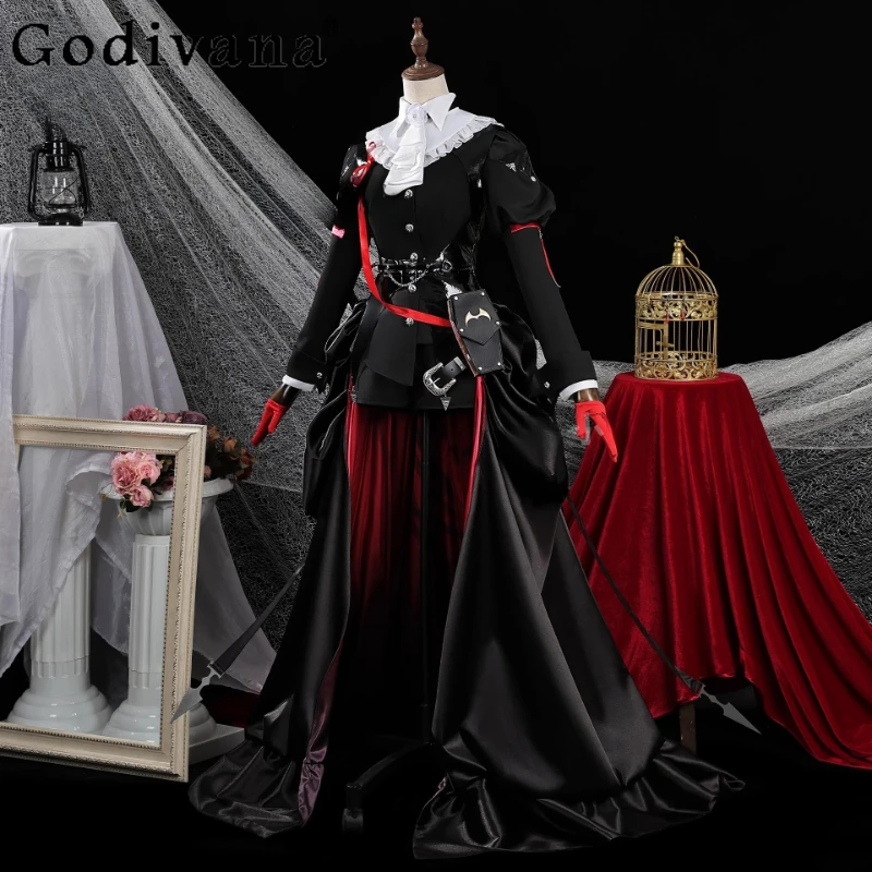 مجموعة كاملة من الملابس التنكرية للنساء من Tomorrow Ark Yinde Cosplay Game بدلات الرسوم المتحركة النسائية الموحدة للعب الأدوار ملابس سوداء