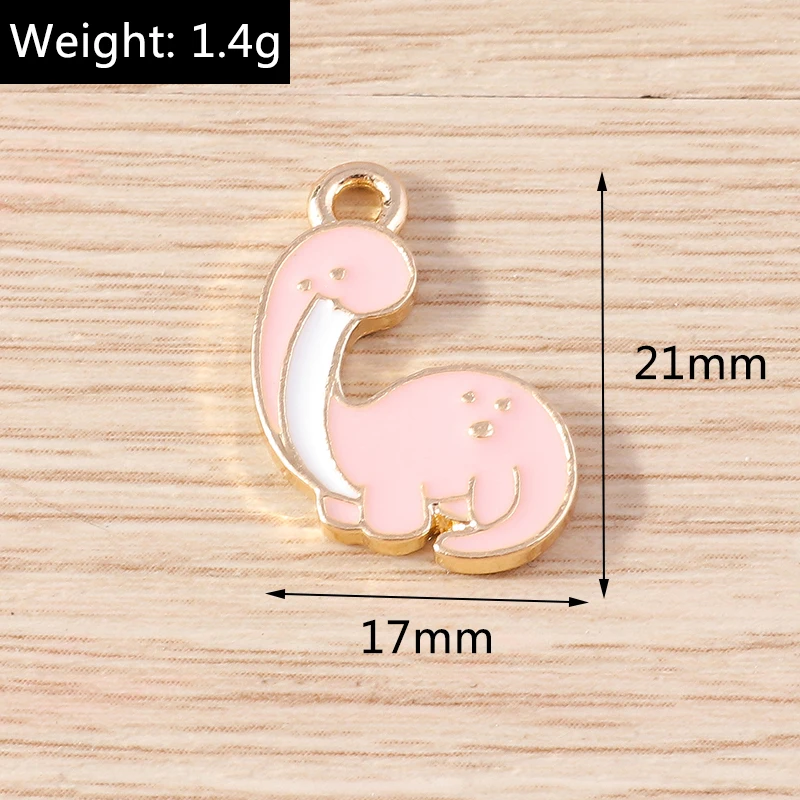 Tusember 10 Stück Mix Niedliche Charms Emaille Dinosaurier-Anhänger für Schmuckherstellung Niedliche Ohrringe Halsketten Armbänder DIY Bastelarbeiten – Detail 8