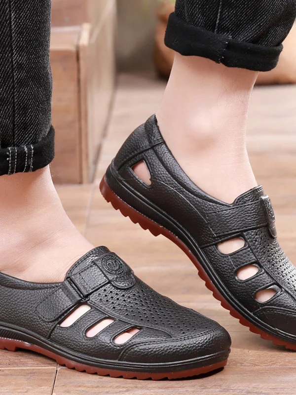 

Мужские сандалии без шнуровки, новинка 2023 года, летние дышащие нескользящие резиновые сандалии на мягком каблуке Clog oes, повседневные сандалии на каблуке