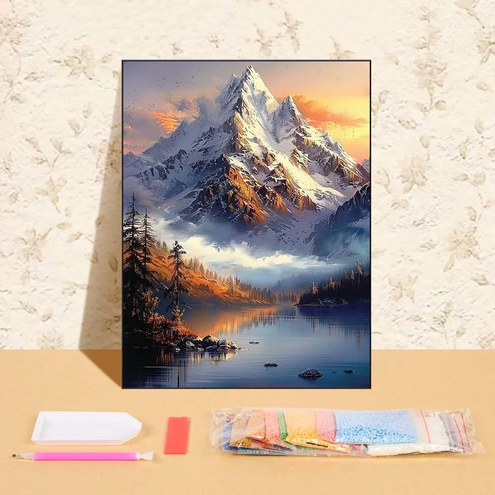 

Наборы алмазной живописи, пейзаж снежных гор, полная круглая дрель с бриллиантами, набор для алмазного искусства, игольная художественная ремесло, 5D алмазная мозаика
