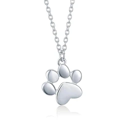 Stainless Steel Dog Paw Pendant Necklace Pet Footprint Necklaces For Women Dog Mom Jewelry