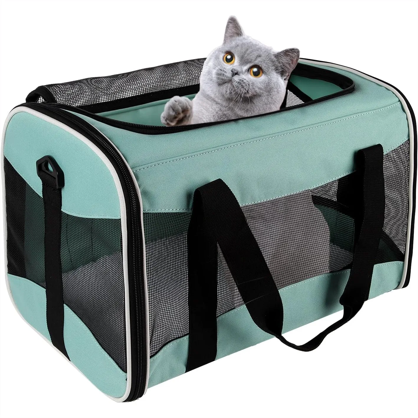 

Cat Carrying Case Pet Carrier for Large Cats Small Dogs, Soft Sided Airline Approved Travel Carrier with Removable Fleece Pad,