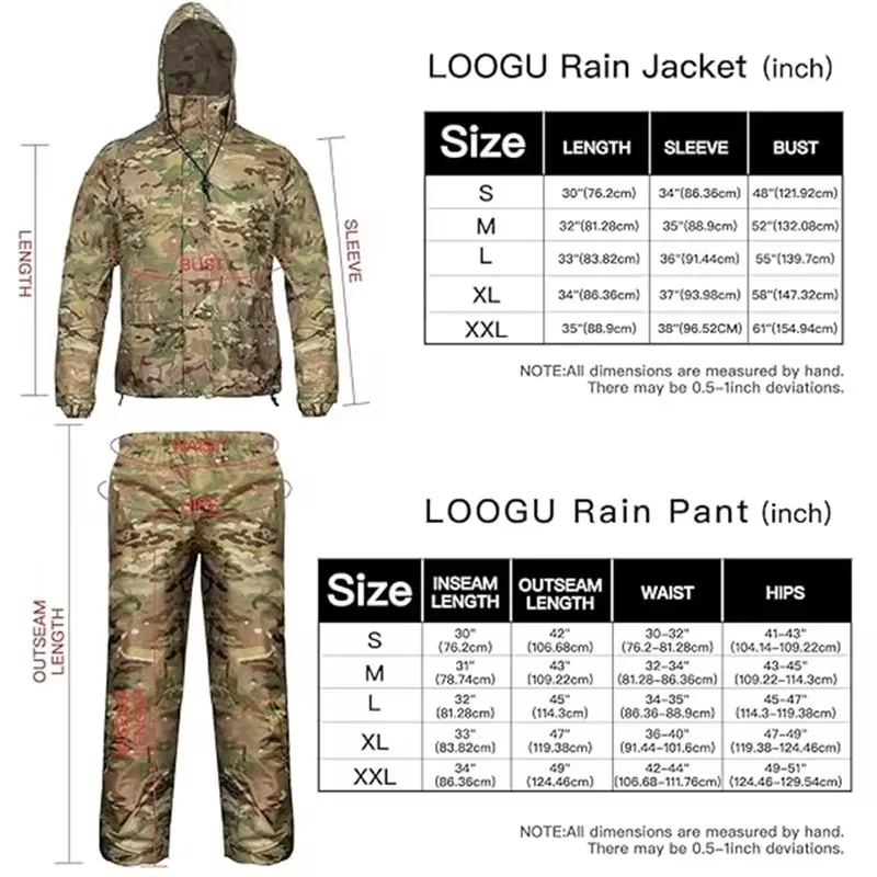 Raincoat Set Adults Unisex Men Women Camping Rain Coat Set Hiking Hunting Suit Outdoor Rainwear Poncho Rain Gears Waterproof