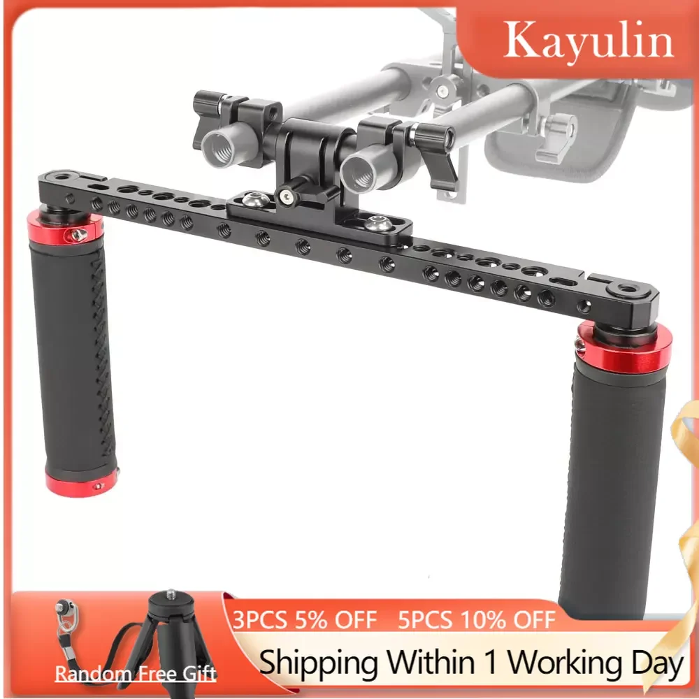 

Kayulin Handle Grips Front Handbar Clamp Mount with 15mm Rod Clamp for 15mm Rod Support System Shoulder Rig